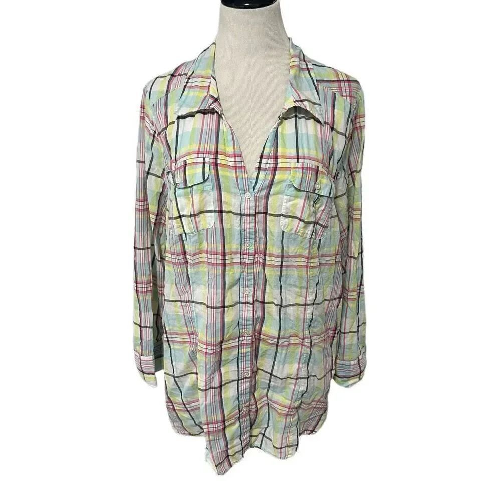 Lane Bryant Plaid Long Sleeve Button Down Sz 26/28